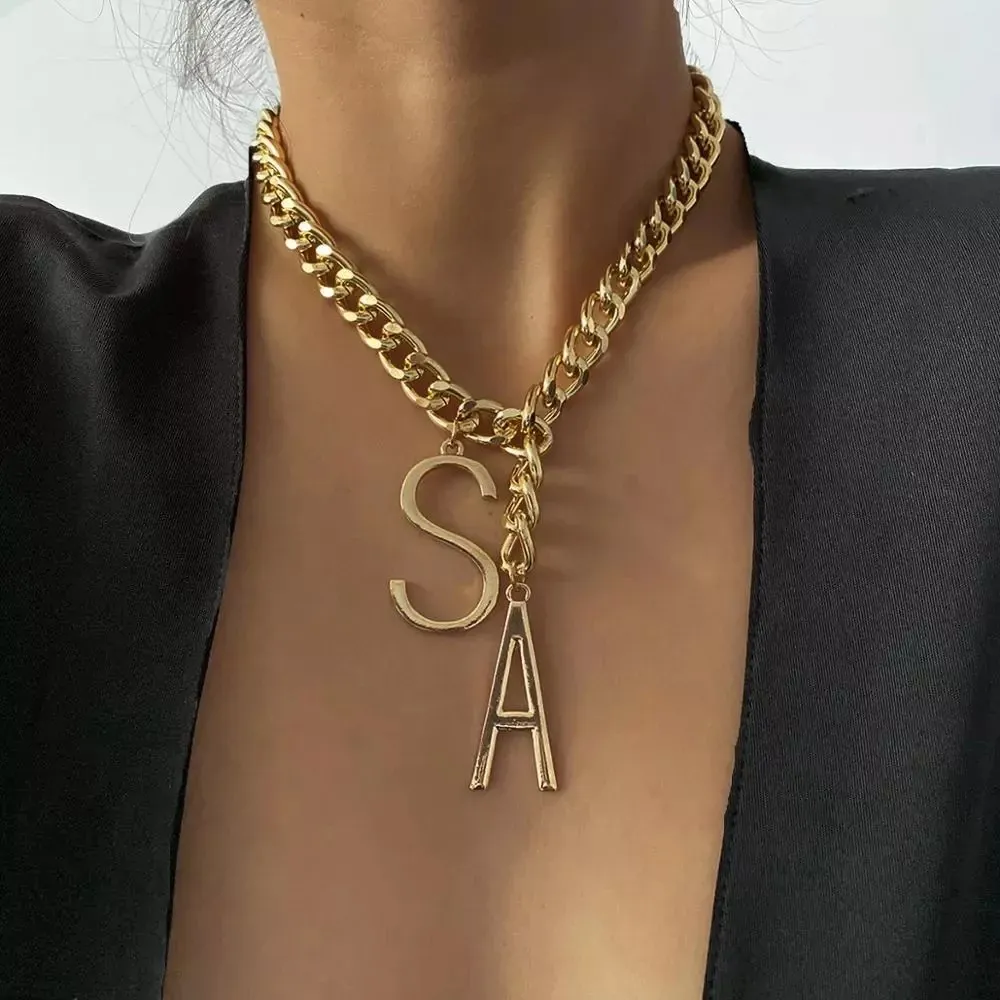 Cubaanse ketting grote letter s a hanger ketting punk chunky dikke ketting charme ketting sieraden voor vrouwen choker accessoires