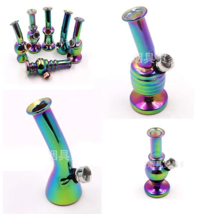 Mini Cam Bong Recycler Dab Rig Su Bongs Cam Gökkuşağı Renk Sigara El Borular Su Boruları 4.9 Inç Bong Recycler Dab Rig