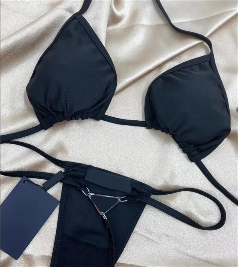 2022 Luxury Halter Swim Suit Womens Bikini Sexy Wear Female Hollow Monokini Black Designer Bathing Suit Padded Swimming Solid Bodysuit