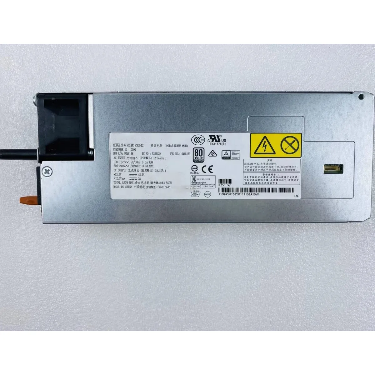 Alimentation pour serveur IBM, nouveau, X3550, X3650, X3500, M5, 00FK930, 94Y8137, 94Y8138, 94Y8139, 550W, livraison de Test