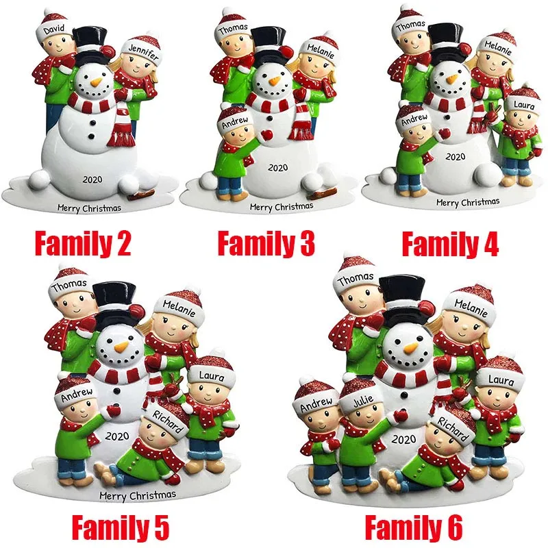 New Christmas Personalized Ornaments Survivor Quarantine Family 2 3 4 5 6 Mask Snowman Hand Sanitized Xmas Decorating Creative Pendant Toys
