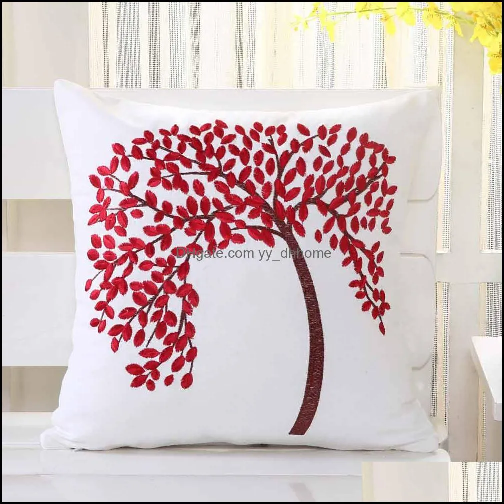 100% Cotton Embroidery Flowers Pattern Throw Pillow Cushion Cover Home Decoration Sofa Bed Decor Decorative Pillowcase