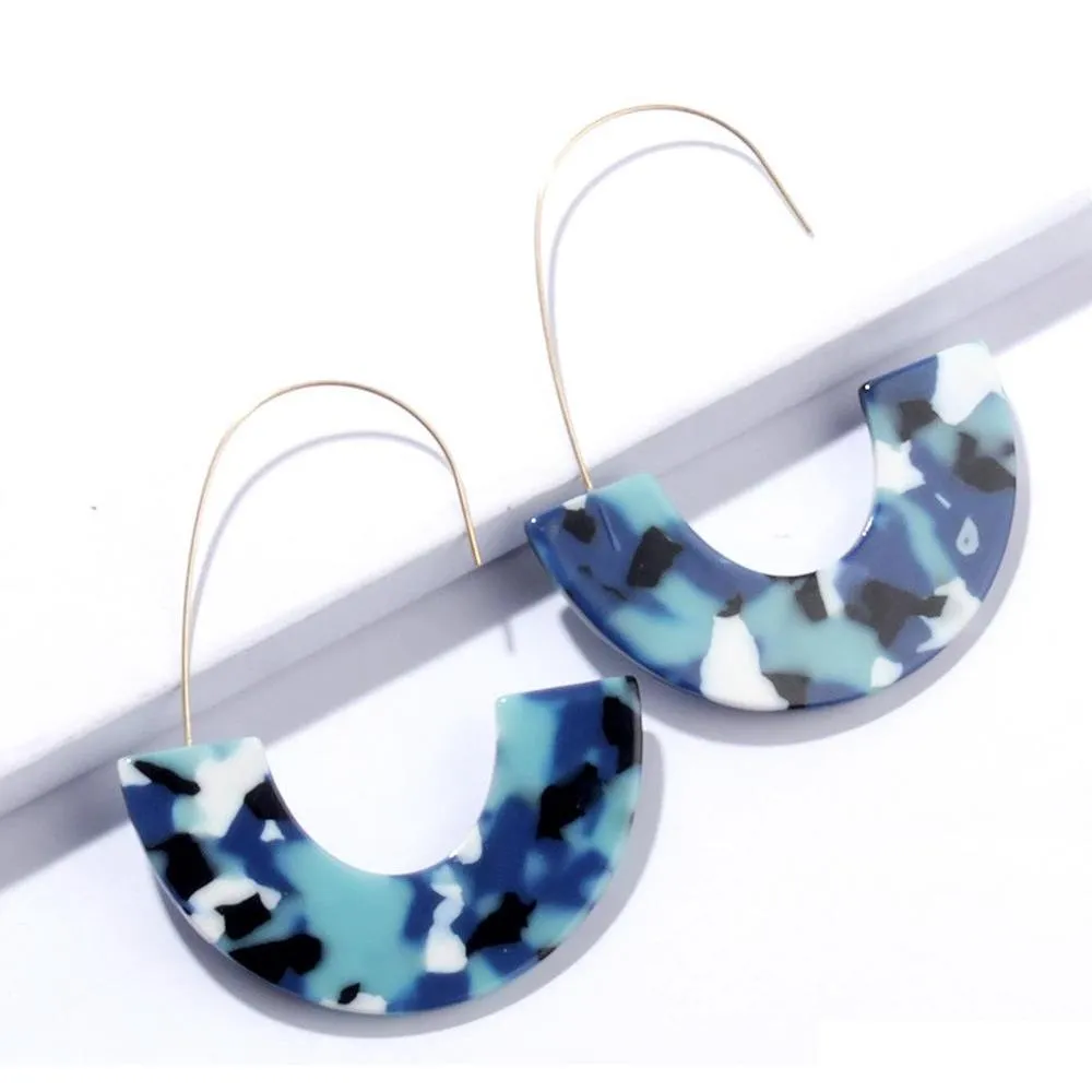 fashion leopard brand design acrylic earrings acetate tortoise shell semicircle dangle earrings big hook resin drop earring for women