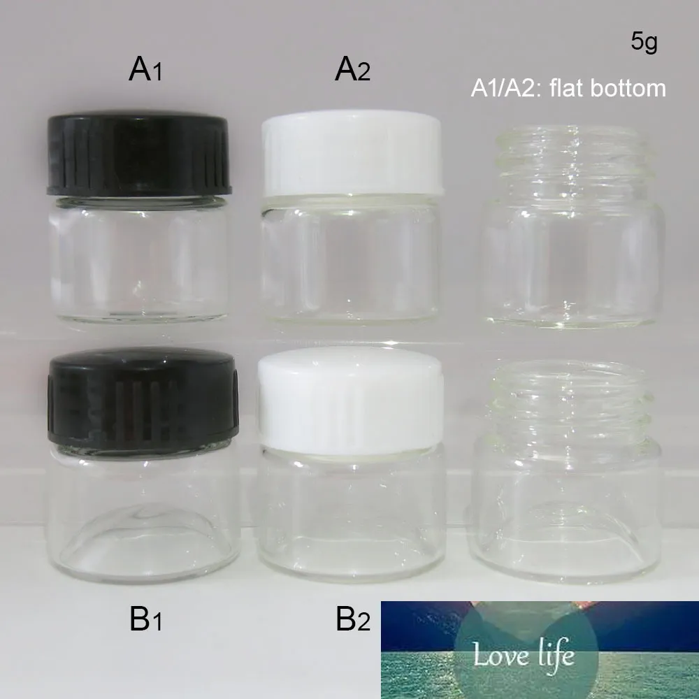 5G vidro portátil cosméticos frascos vazios claros garrafas de compras de compras de creme de compras de creme bálsamo com tampão branco preto 50pcs