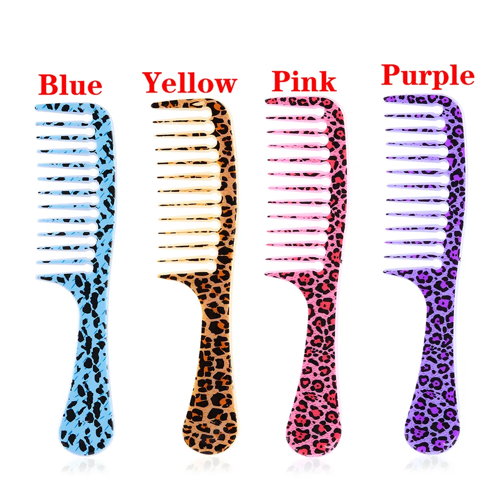 Leopard Comb Plastic Hair Comb: Leopard Anti-Static Wide Tooth Detangling Styling ...