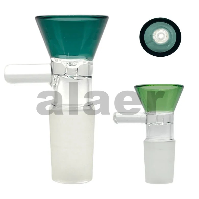 Nouveau verre bong diapositives avec poignée bol entonnoir sablier mâle coloré 14mm accessoires pour fumer pipe à eau bongs 18mm bols toboggan enivrant