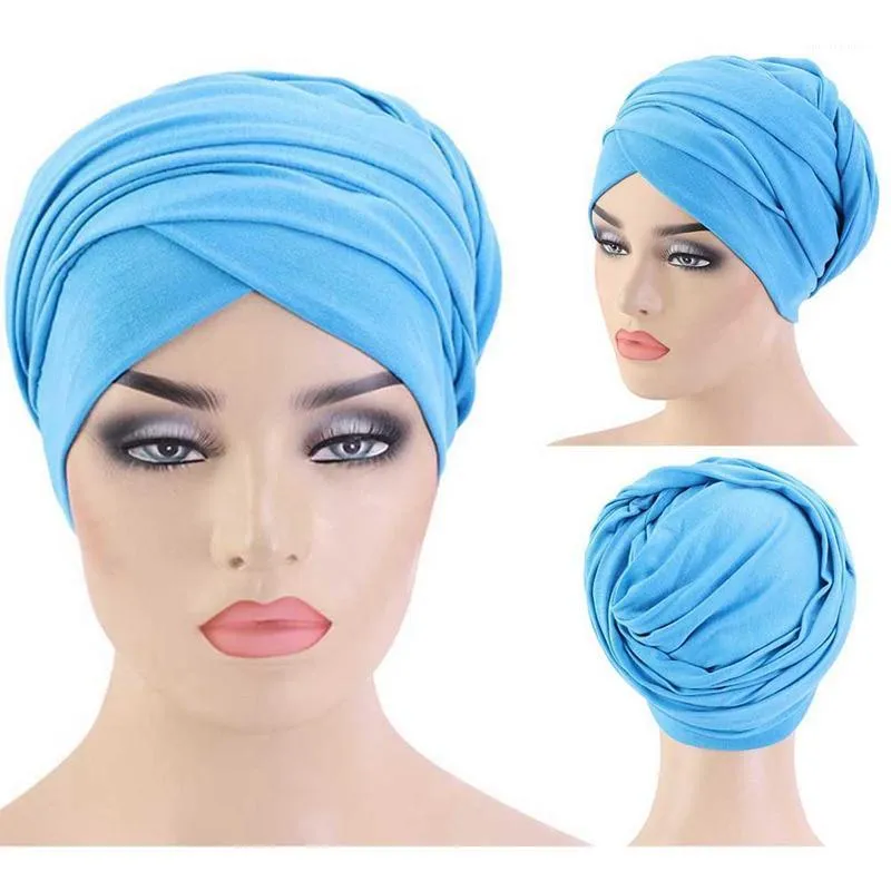 Berets Muslim Long Tail Scarf Hat Women Turban Chemo Cap Hair Loss