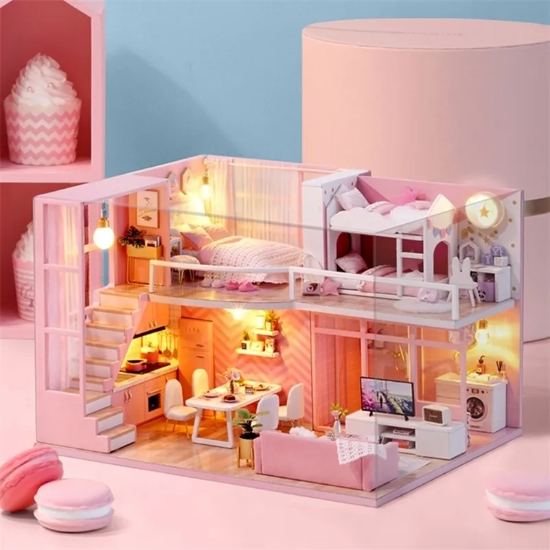 DIY Miniature Dollhouse Kit With Wooden Furniture And Living Room For Kids  LJ200909 From Jiao08, $15.51