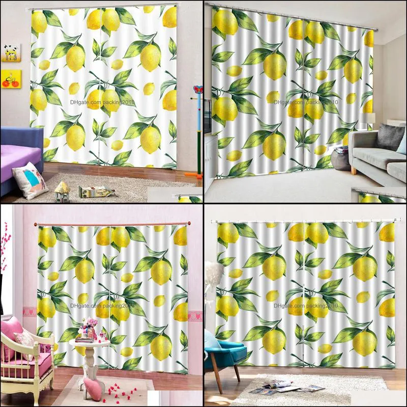 Photo fruit curtains 3D Curtain Printing Blockout Polyester Photo Drapes Fabric personality curtains