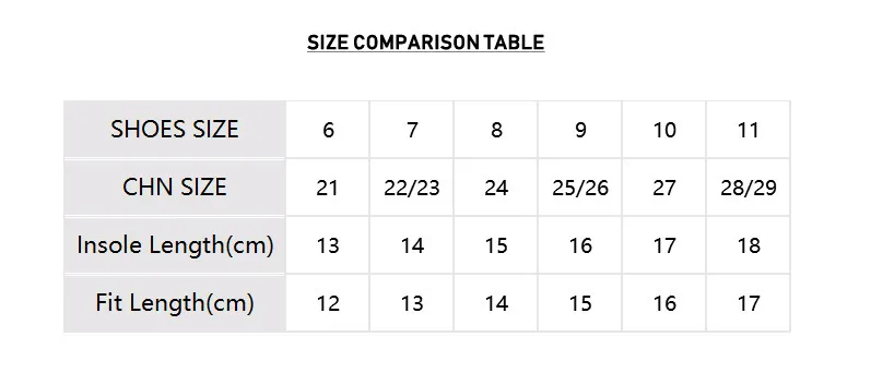 size chart have size 6
