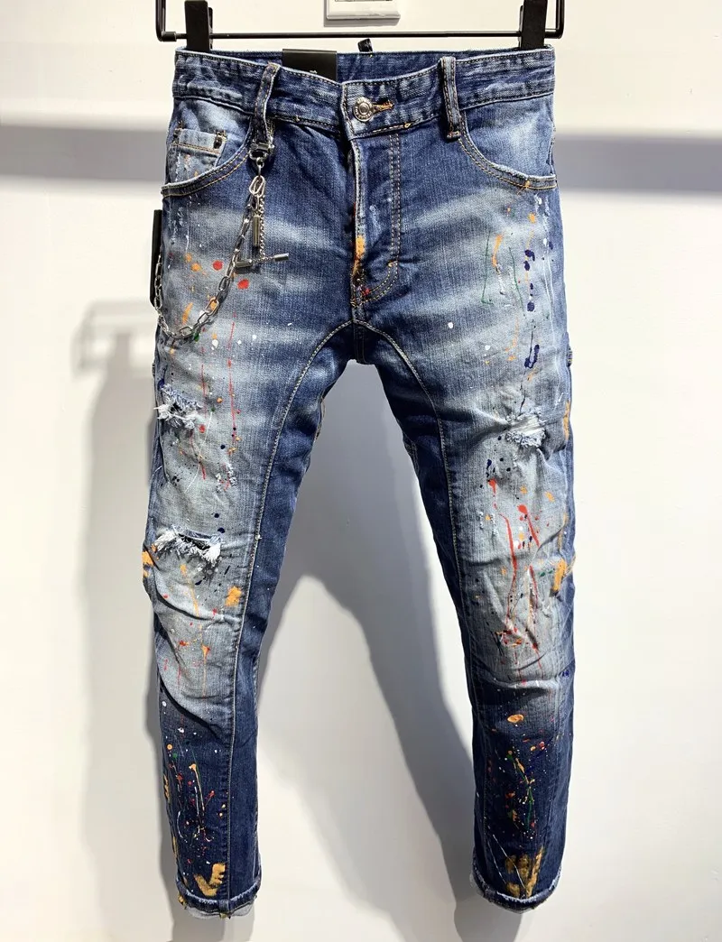 2020 Nytt märke av fashionabla europeiska och amerikanska mäns casual jeans, högkvalitativ tvätt, ren handslipning, kvalitetsoptimering LA352