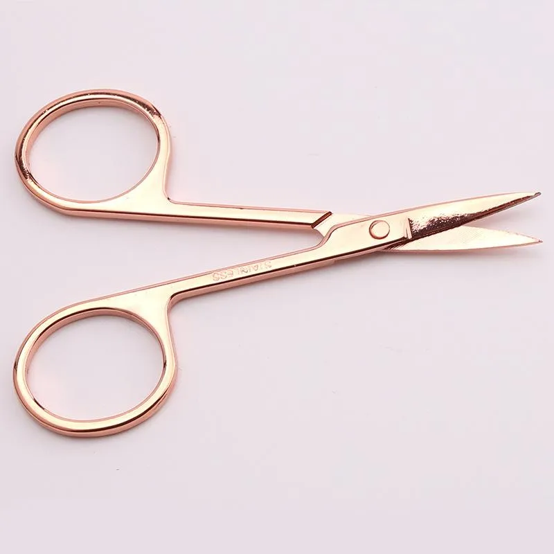 120pcs Rose Gold Scissor Manicure for Nails Eyebrow Nose Eyelash Cuticle Scissors Curved Pedicure Makeup Tool