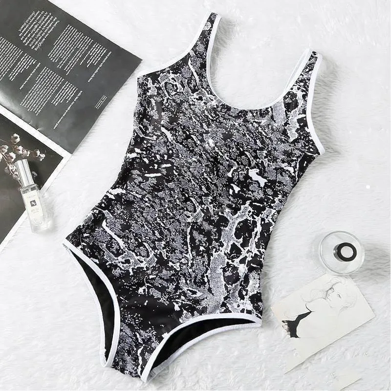 Confusion Print Swimwear Padded Push Up Women One-piece Swimsuits Outdoor Beach Travel Vacation Bandage Swimsuits