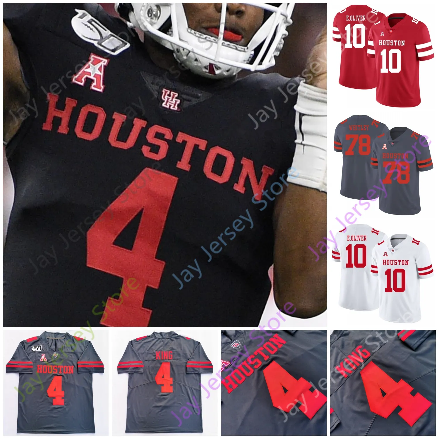 Houston Cougars 축구 저지 NCAA College Clayton Tune Nathaniel Dell Brandon Campbell Mutin Ceaser Manjack IV Henry Sneed Green Williams Oliver King