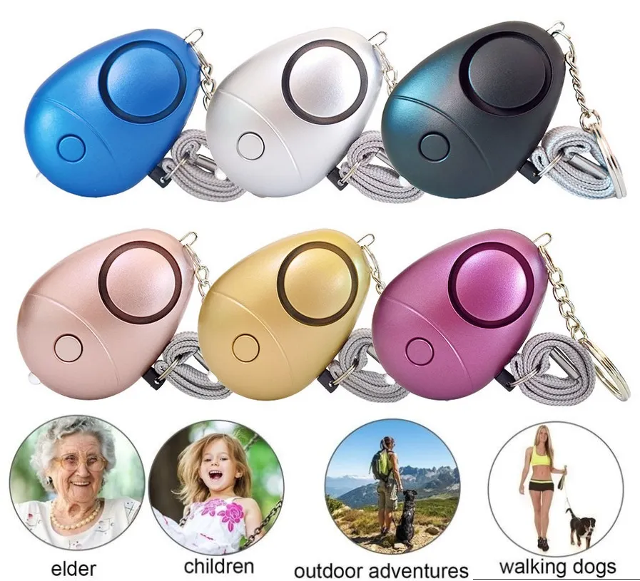 130DB Personal Alarm Keychain Rape Attack Panic Safety Torch Keyring Security for protecting Women Kids students shipping free