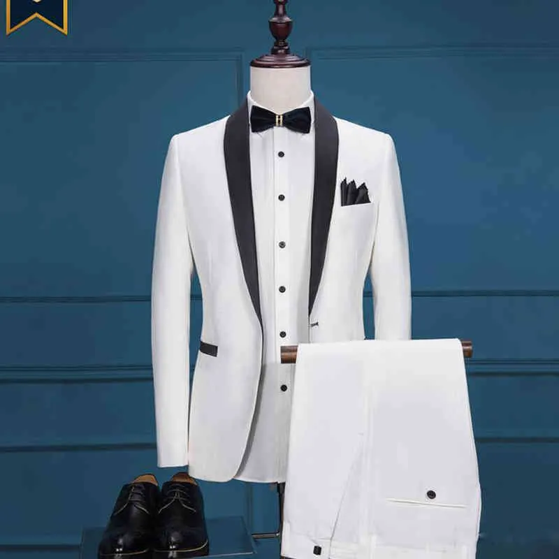 Men's Suits & Blazers Arrival White 2 Piece Pant Coat Shawl Lapel Men Wedding Pictures Custom Made Business Groom Wear Dress Suit for Male VS5N