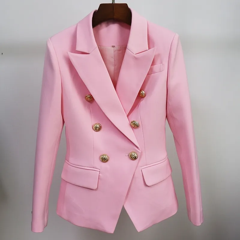 High Street Classic Designer BLAZER سترة المرأة سليم المناسب أزرار الأسد المعدنية مزدوجة الصدر Blazer 201023