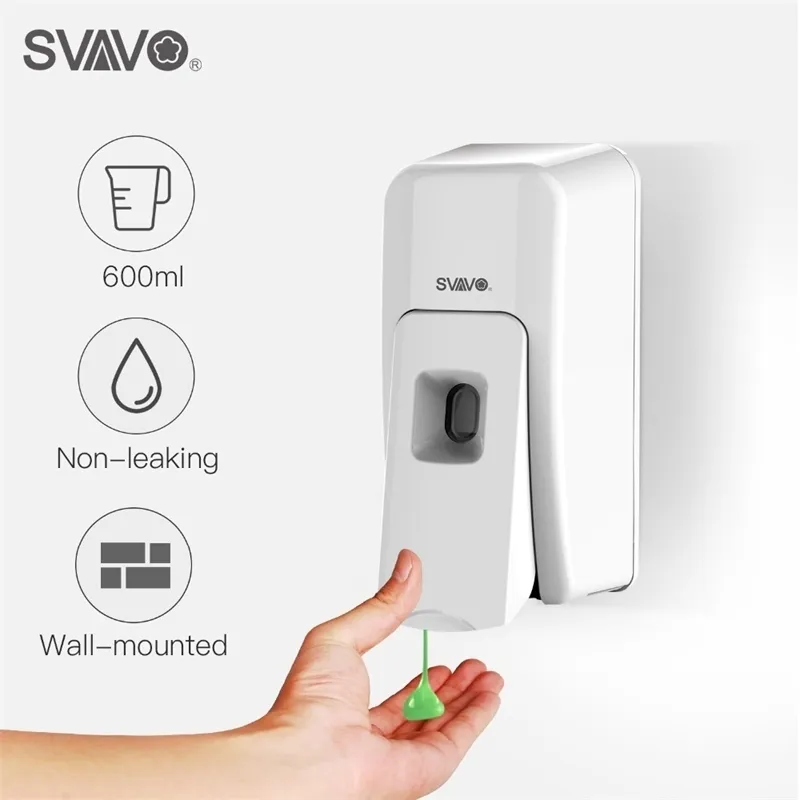 SVAVO 600ML ABS Manual Sabão Líquido / Spray / Espuma Dispensador de Sabonete Dispensador de sabão Mão para Cozinha Hotel Banheiro Y200407