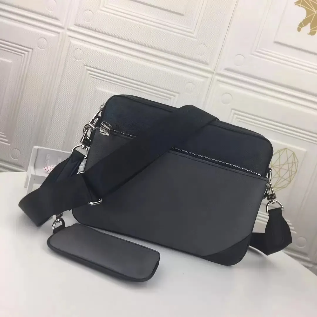 Wysokiej jakości projektant Trio Messenger Torba Eclipse Reverse Canvas Mens Crossbody 3 sztuka Zestaw Moda Skórzany Mężczyzna Torby na ramię z portfelem Portfel