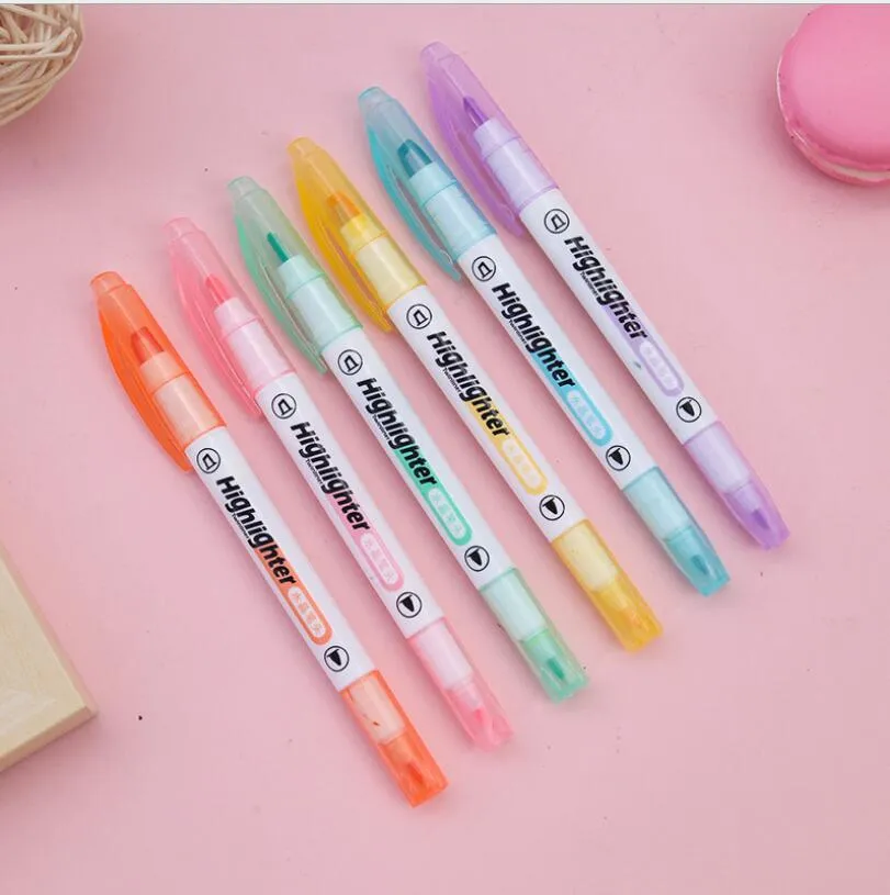 Surligneurs Stylo de marquage pour étudiants en protection de l'environnement en paille. Marqueur à tête inclinée fluorescent Stylos à marques multicolores