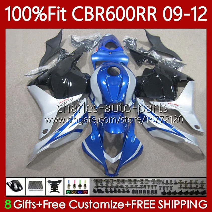 Carénages OEM pour HONDA CBR 600 CBR600 RR CC F5 2009 2010 2011 2012 Corps 69No.101 CBR 600F5 600RR Bleu argent 600CC 2009-2012 CBR600RR 09 10 11 12 Carrosserie de moulage par injection