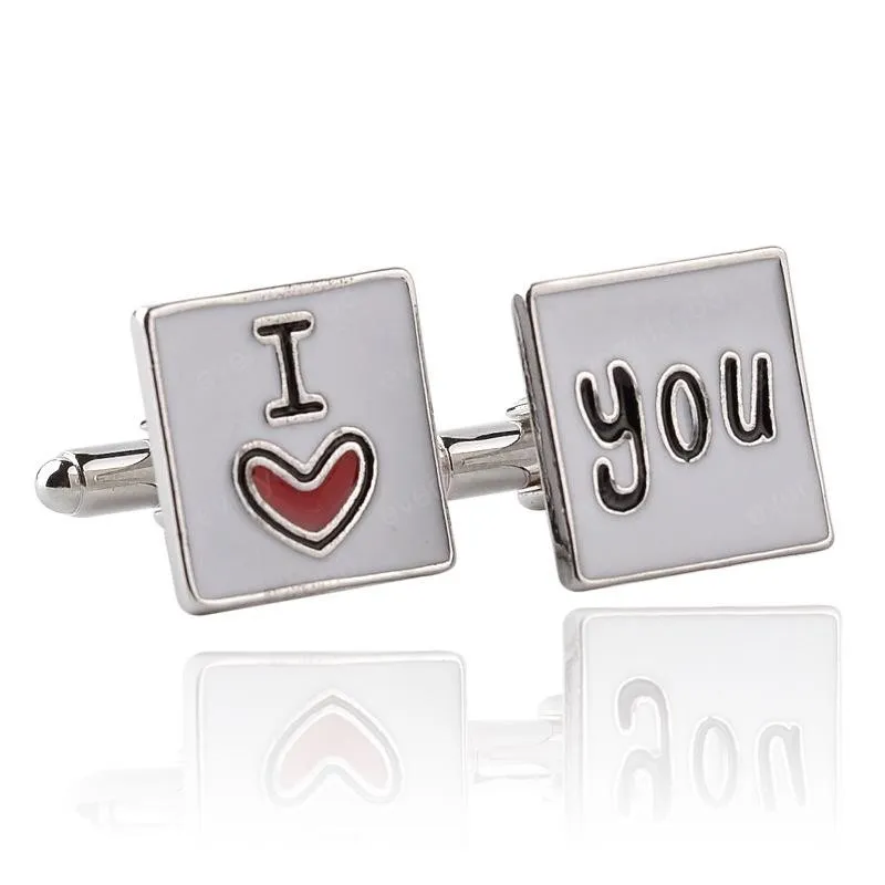 i love you cufflinks lovers Business suit Shirt cuff links button women men's fashion jewelry Valentine's Day gift