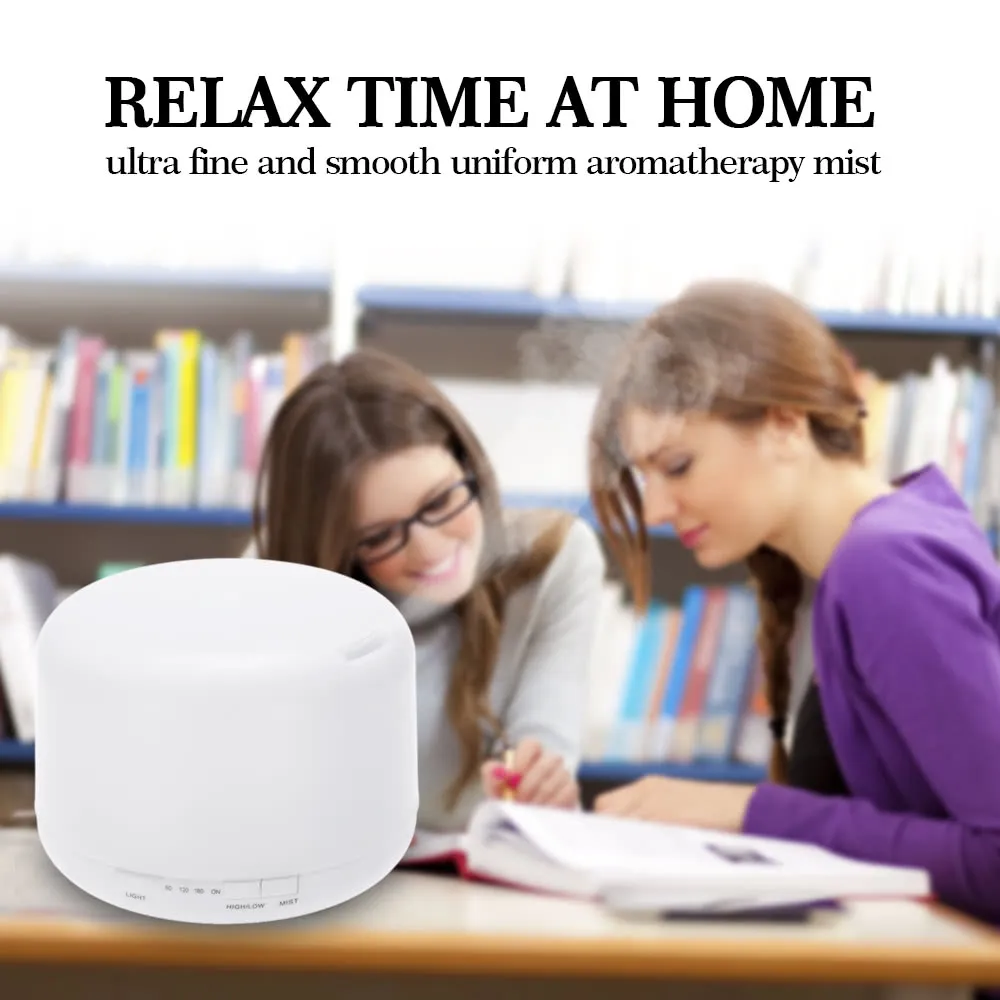 Anself 500ml Cool Mist Humidifier Ultrasonic Aroma Essential Oil Diffuser 7 Colors LED Night-light Air Humidifier for Home Office