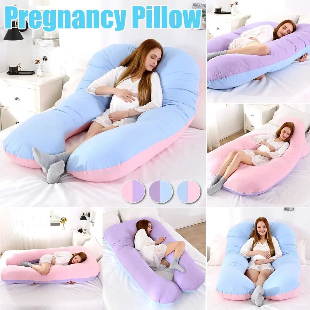 100% Cotton Pregnant Women Sleeping Support Pillow Pillowcase U Shape Maternity Pillows Pregnancy Side Sleeper Bedding Pillow 201117