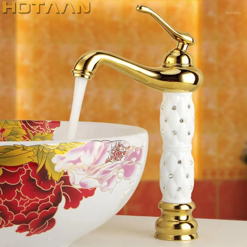Banyo Lavabo muslukları varış altın havza musluğu kaplama pirinç mikser ile seramik turneiras para banheiro yt-50171