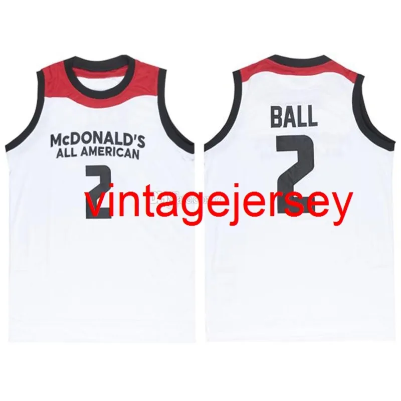 Lonzo Ball #2 McDonald's All American Retro Basketball Jersey Hommes Cousu Personnalisé N'importe Quel Numéro Nom Maillots