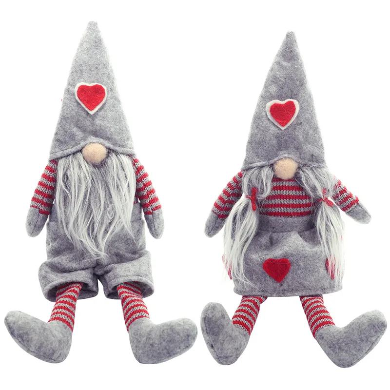 Alla hjärtans daggåva Mr Mrs Handgjorda Långben Svenska Santa Gnome Plush Doll Figurines Xmas Table Ornament JK2101ph