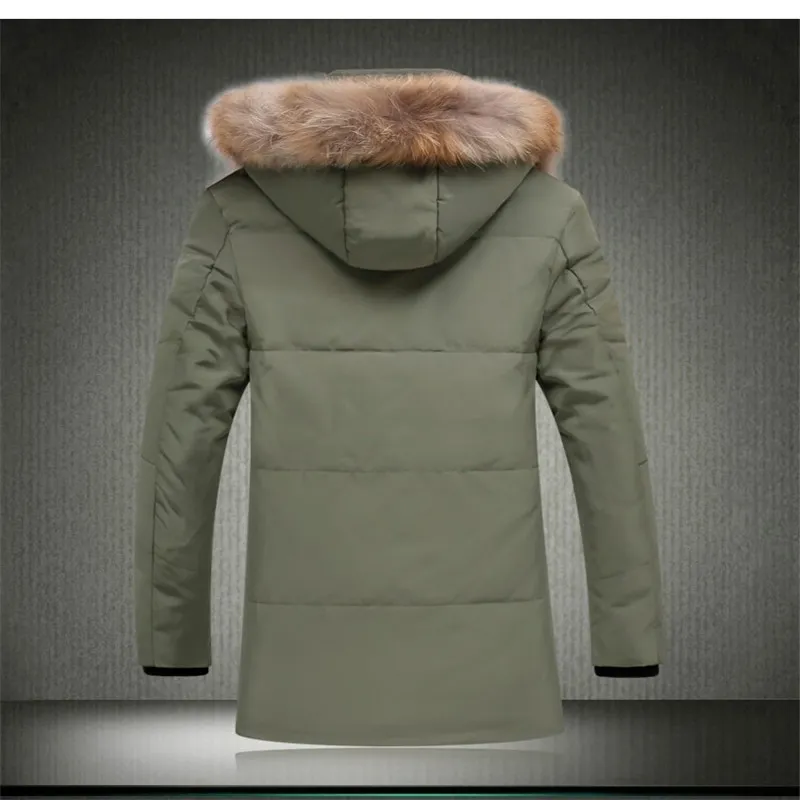 Mens Duck Down Jacket With Rabbit Fur Collar Hooded From