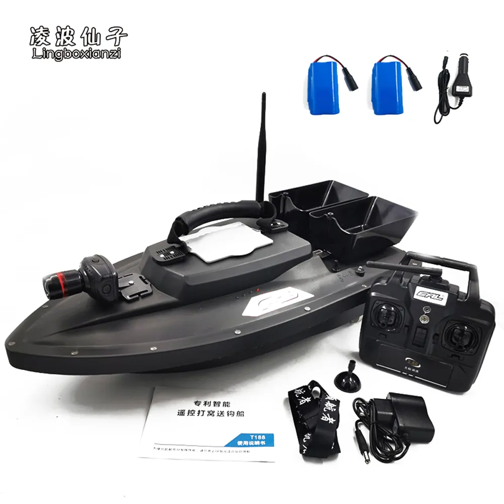 Wireless Double Hopper Night Light Fishing Rt4 Bait Boat With Remote Control,  1.5kg Loading Capacity, And 500m Range From Toyrus2020, $343.63