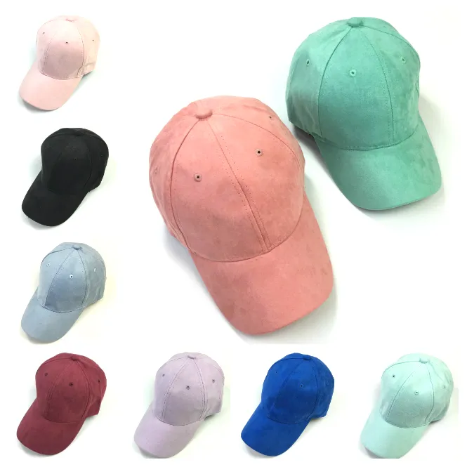 15 ألوان تخصيص شعار قبعات البيسبول قبعات الهيب هوب Snapback قبعات مسطحة جديدة من جلد الغزال حلوى اللون بقبعات كرة السلة الواقية