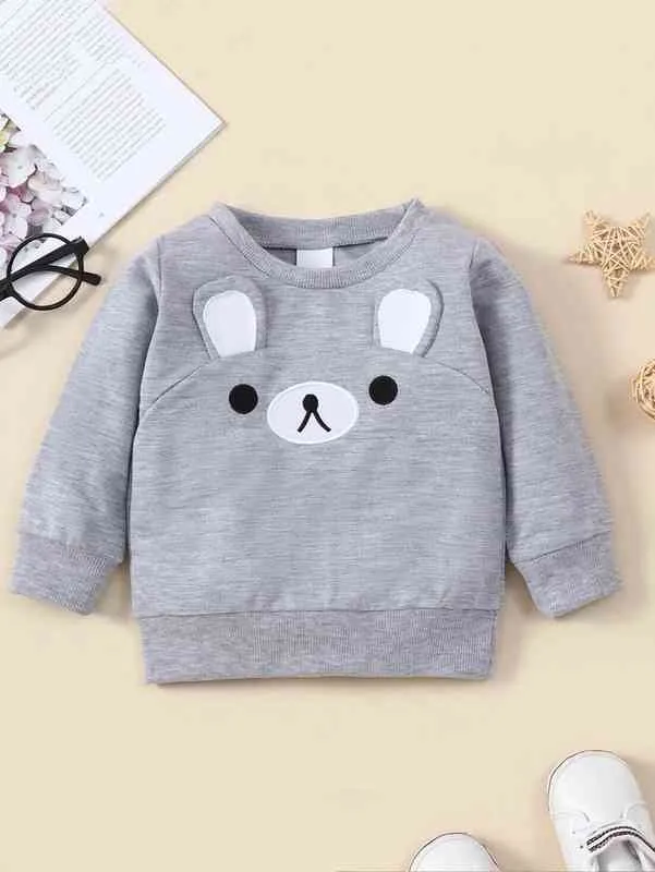 Bébé Dessin Animé Broderie Oreilles 3D Conception Sweat SHE