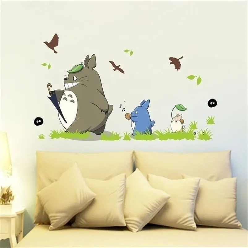 لطيف الكرتون totoro ملصقات الحائط غرفة المعيشة المنزل للماء الشارات الأطفال الحضانة غرفة الحضانة خلفيات 201201