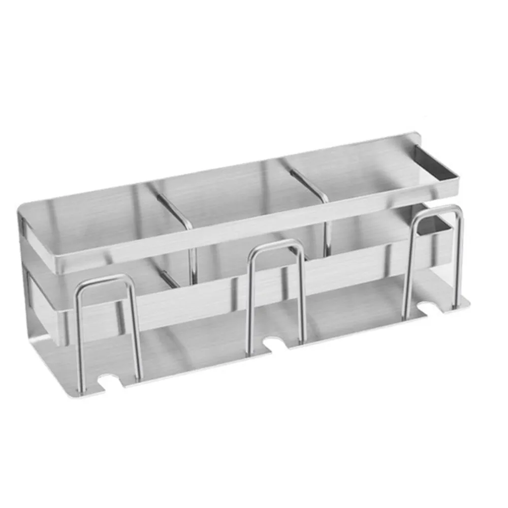 Roestvrijstalen tandenborstelhouder tandpasta stand rack lijm badkamer organizer LJ200904