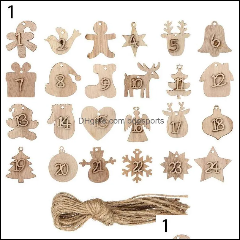 Christmas Decorations 24 Countdown Advent Calendar Label Xmas Numbers DIY Gift Bags Hanging Tags