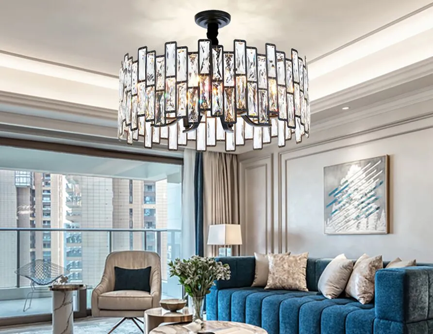 Modern Crystal Black Chandelier with LED Lights for Living Room Bedroom Dining Room 9 10 Lights Touch On Off Switch E14 Base Includes Bulbs