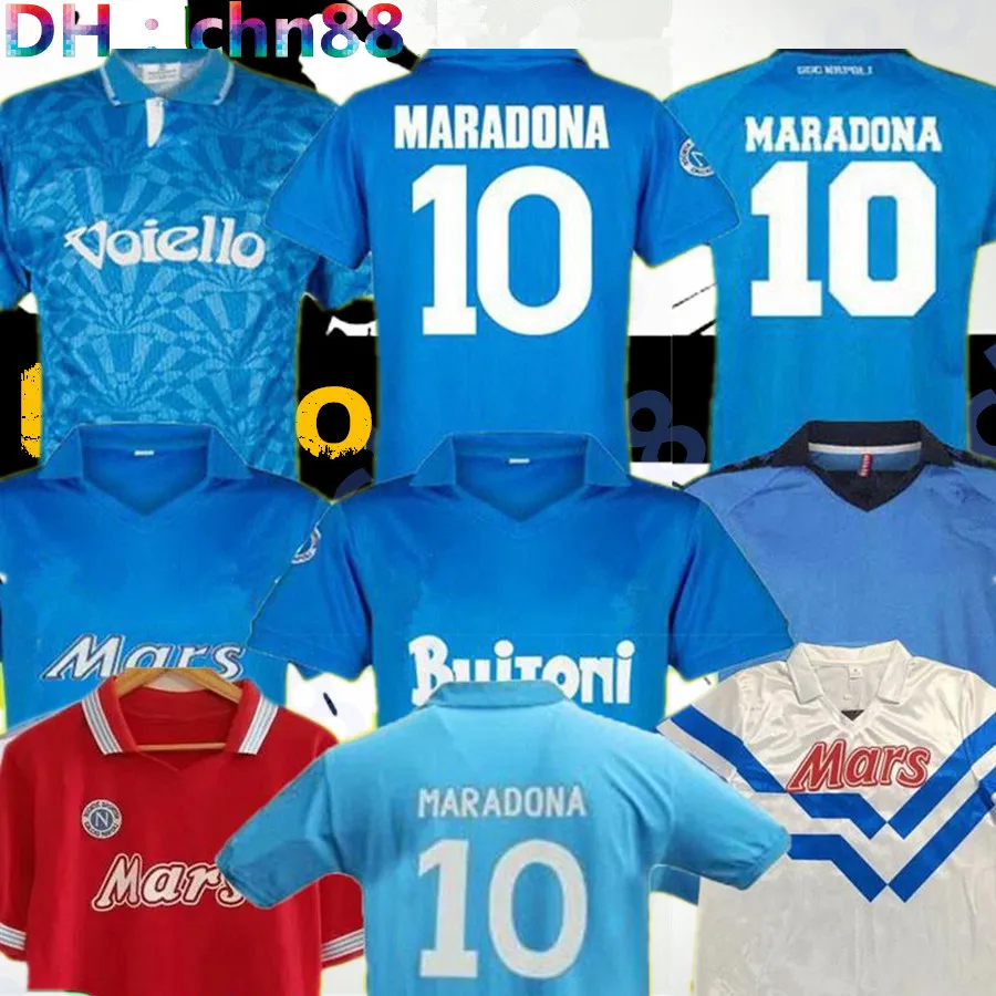 1987 1987 나폴리 레트로 마라도나 축구 유니폼 86 87 88 89 90 1991 93 Italia Vintage Calcio Naples 키트 클래식 나폴리 축구 셔츠