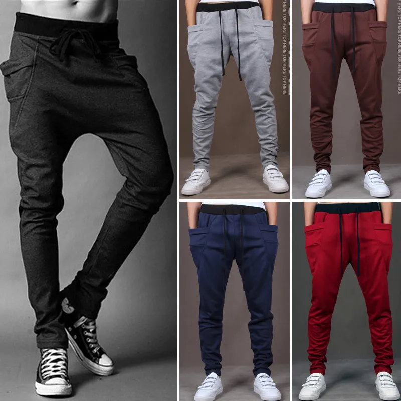 All'ingrosso-Harem Pants Style 8 colori Pantaloni sportivi skinny casual Pantaloni sportivi Cavallo basso Jogging Uomo Joggers Sarouel