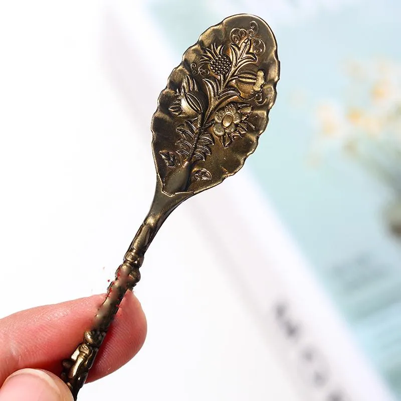 Natural Crystal Spoon Amethyst Hand Carved Long Handle Coffee Mixing Spoon DIY Household Tea Set Accessories