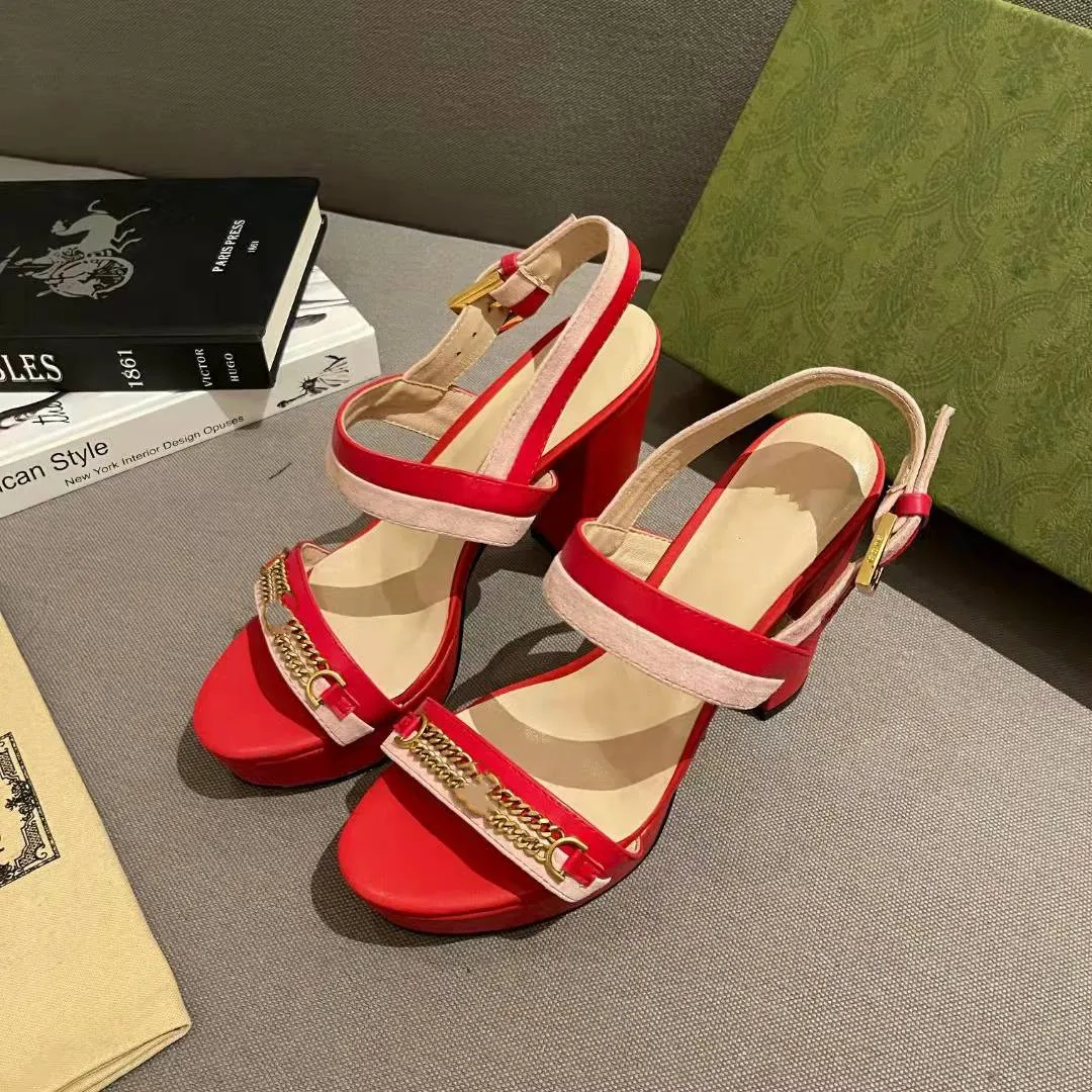 2021 summer High quality Women sandals Fashion Buckle platform Thick heel Genuine leather Womens cool shoe Designer sandal big size shoes 35-43