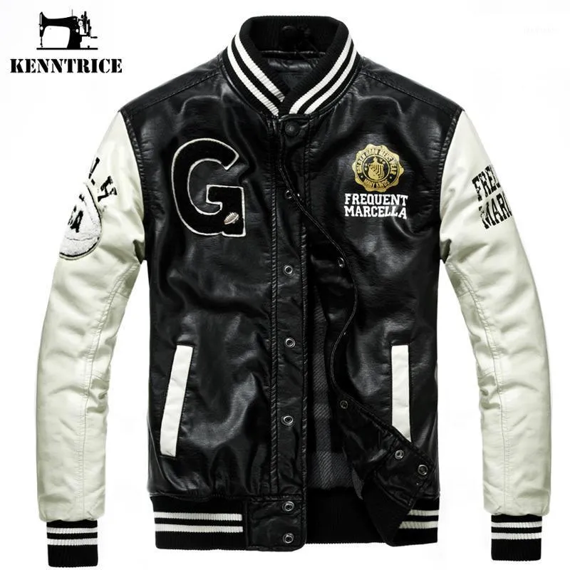 Men's leather online baseball jacket
