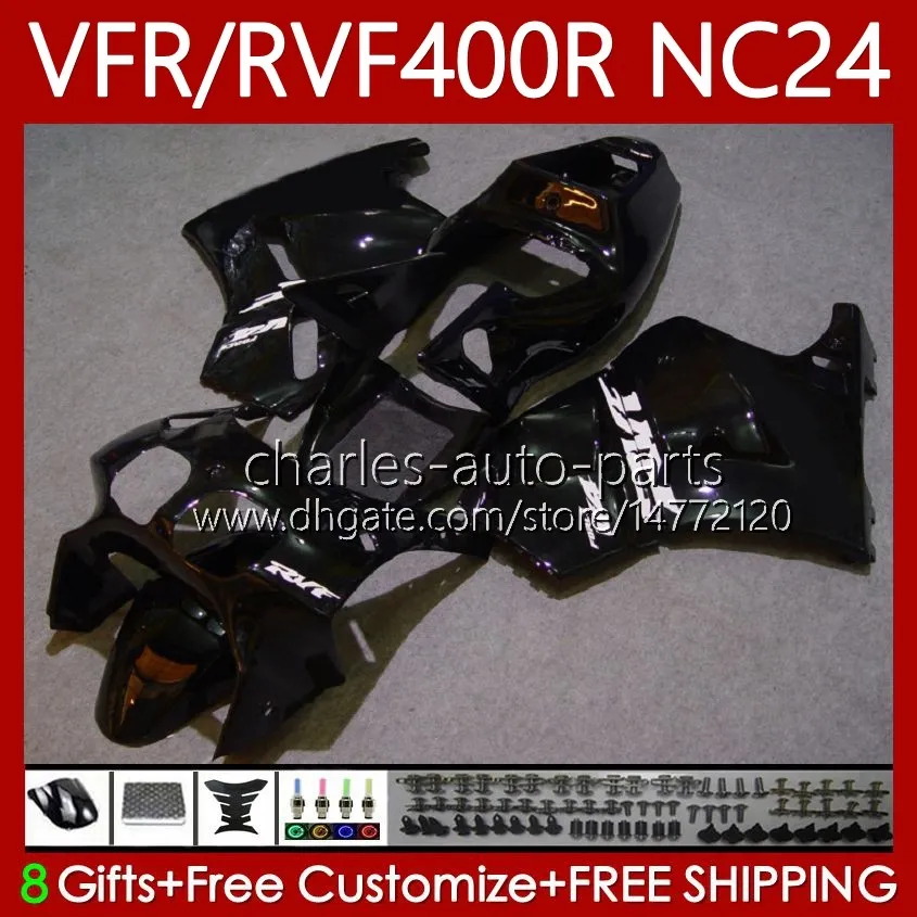 Kit de carrosserie pour HONDA RVF400R VFR400 R NC24 V4 VFR400R 87-88 Carrosserie 78No.60 RVF VFR Stock noir 400 RVF400 R 400RR 87 88 VFR400RR VFR 400R 1987 1988 Carénage de moto