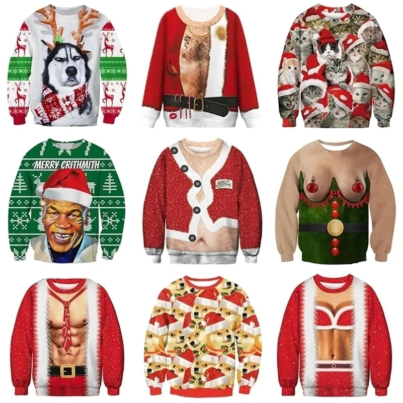 Lustiger Weihnachtspullover Männer Frauen Hässlicher Weihnachtspullover für Feiertage Santa Elf Pullover Herbst Winter Pullover Pullover Kleidung 201117