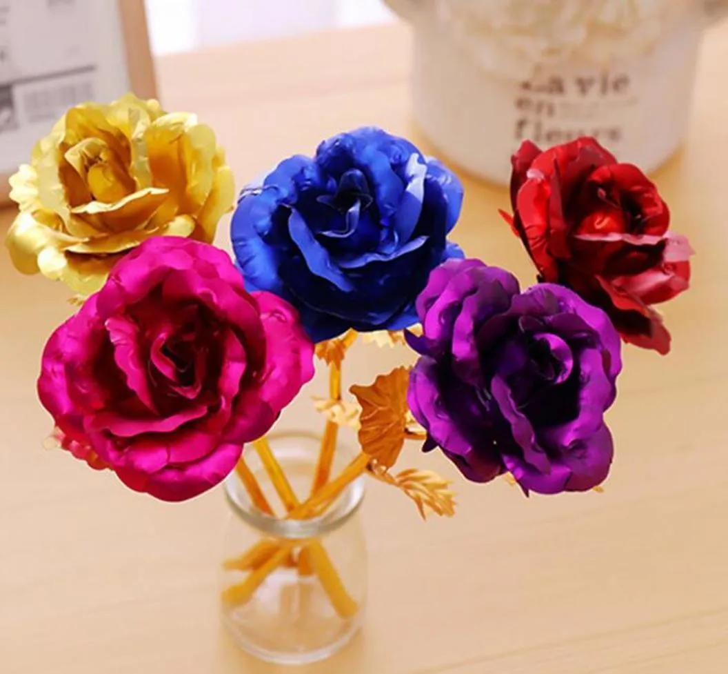 Christmas Day Gift 24k Gold Foil Plated Rose Creative Gifts Lasts Forever Rose for Valentine Day girl gifts