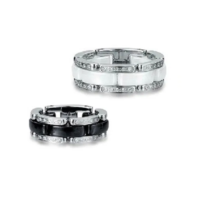 Ny ankomst Märke Smycken Boutique Högkvalitativ Kvinnors Ring Svartvit Keramisk Diamantring / Ring / Tail Ringar Smycken