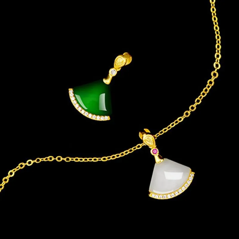 Малый вентилятор подвесной цепочка 18k желтое золото заполнено геометрия дуги очарование кулон ожерелье подарок женская леди ювелирные изделия