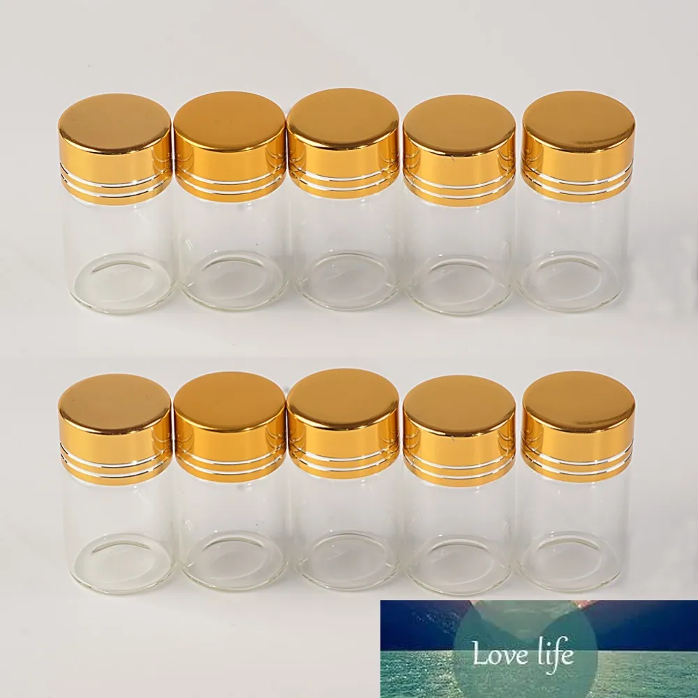 50pcs 6ml Glass Bottles Plastic Screw Golden Cap Empty Transparent Clear Liquid Gift Container Wishing Bottles Jars